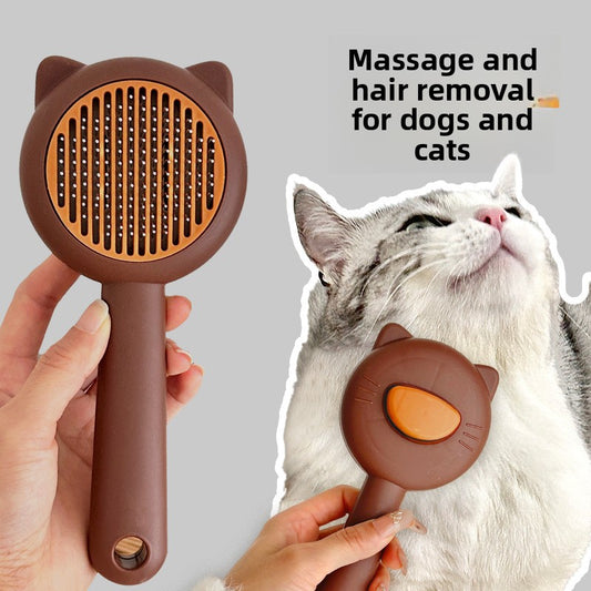 Cat/Dog Hair Comb - Cute Kitten-Shaped Pet Brush, Deshedding Tool for Cats & Dogs with Massage Function