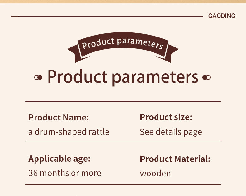 Wooden Cartoon Rattle for Babies - Newborn Safe Teething Toy, Traditional Early Education Hand Bell for Infants