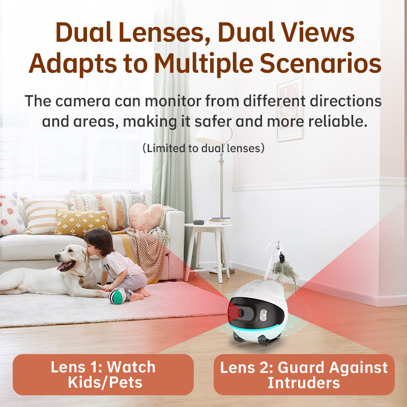 New Self-Righting Pet Monitoring Robot, Mobile with Auto-Return, APP Remote Control, 2-Way Audio, 4G/WiFi Dual Connectivity, Smart Pet Following, Home Security Camera.