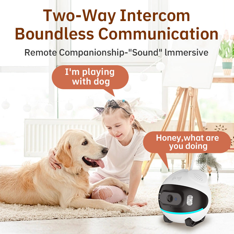 New Self-Righting Pet Monitoring Robot, Mobile with Auto-Return, APP Remote Control, 2-Way Audio, 4G/WiFi Dual Connectivity, Smart Pet Following, Home Security Camera.