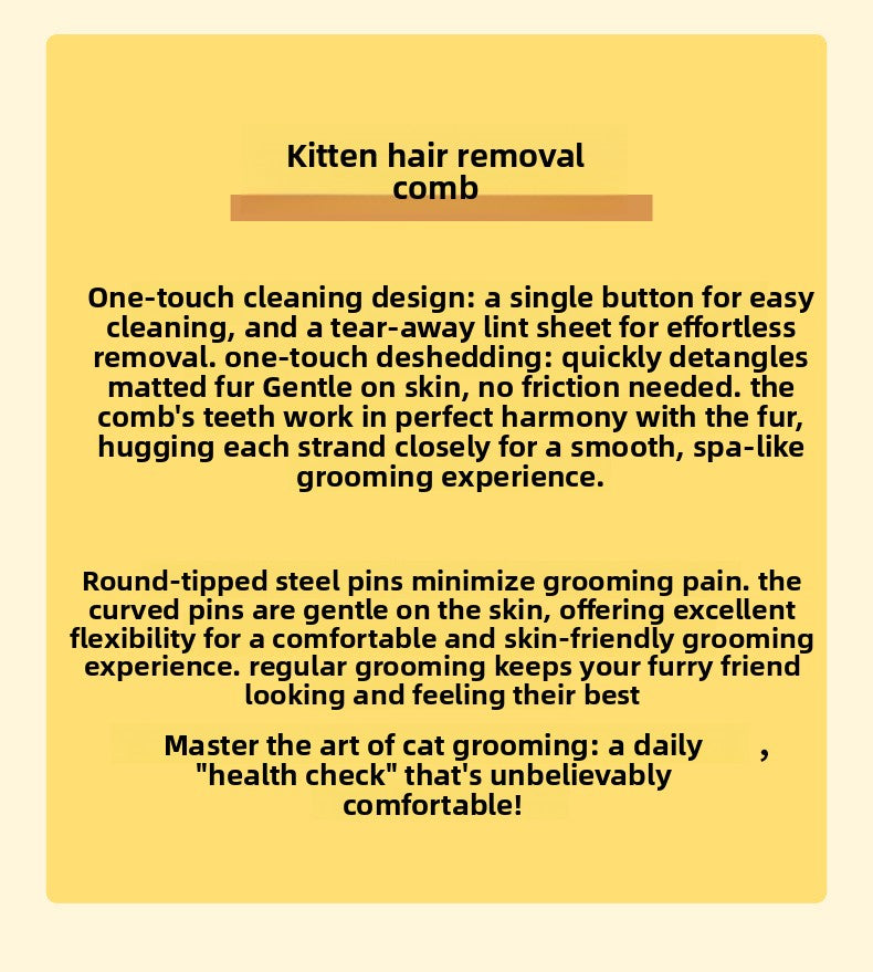 Cat/Dog Hair Comb - Cute Kitten-Shaped Pet Brush, Deshedding Tool for Cats & Dogs with Massage Function
