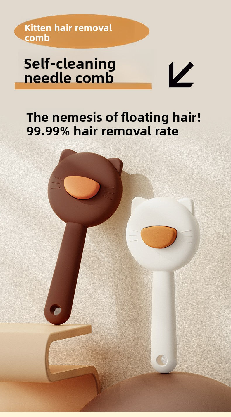 Cat/Dog Hair Comb - Cute Kitten-Shaped Pet Brush, Deshedding Tool for Cats & Dogs with Massage Function