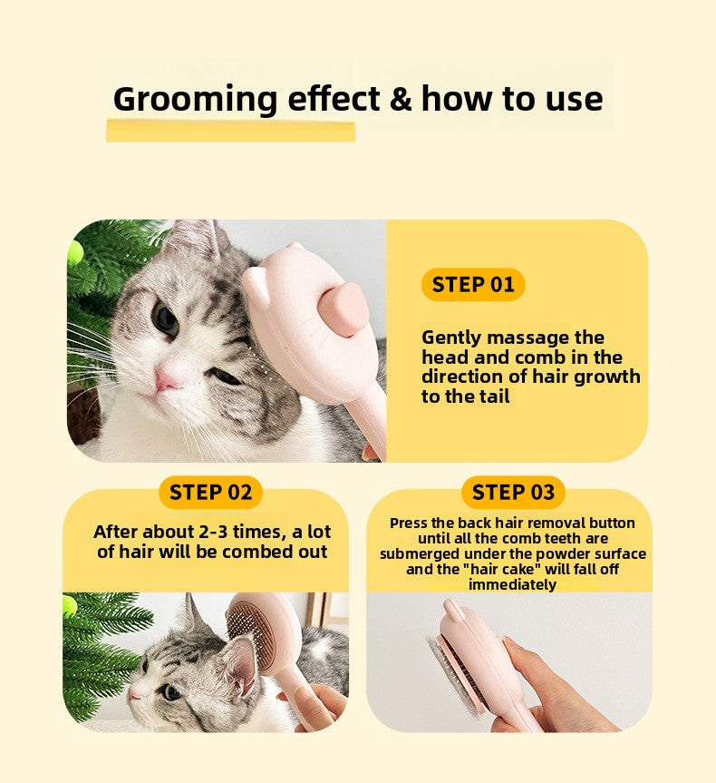 Cat/Dog Hair Comb - Cute Kitten-Shaped Pet Brush, Deshedding Tool for Cats & Dogs with Massage Function