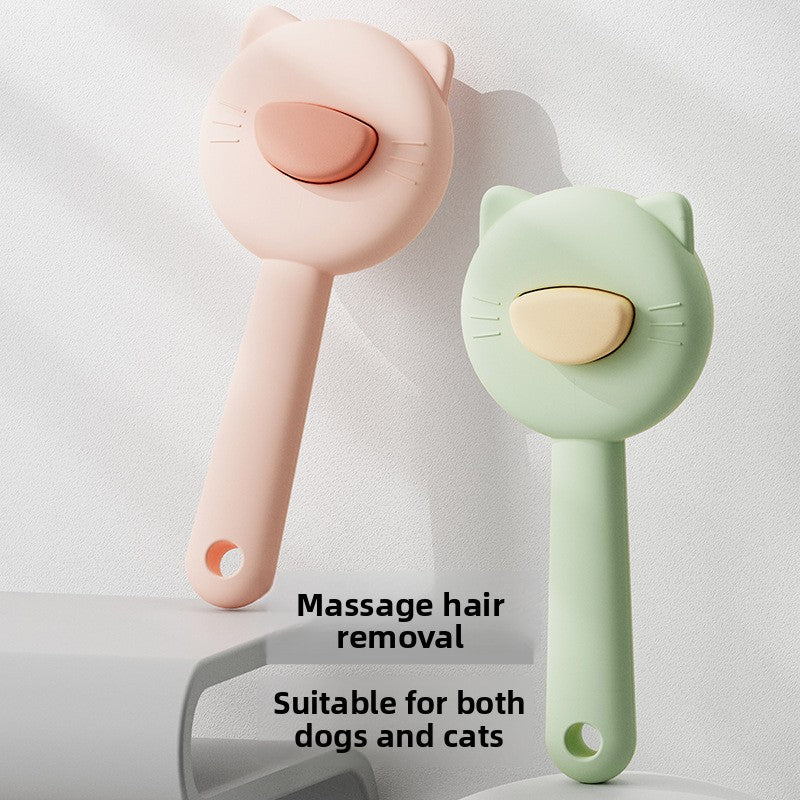 Cat/Dog Hair Comb - Cute Kitten-Shaped Pet Brush, Deshedding Tool for Cats & Dogs with Massage Function